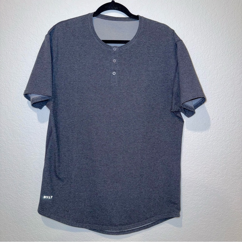 BYLT Basics Drop-Cut LUX Henley Short Sleeve T-shirt Size L